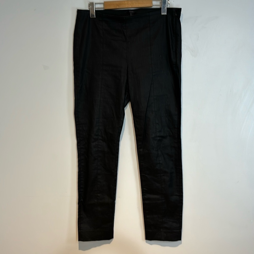 COS black shiny stretch trousers with side zip size 10